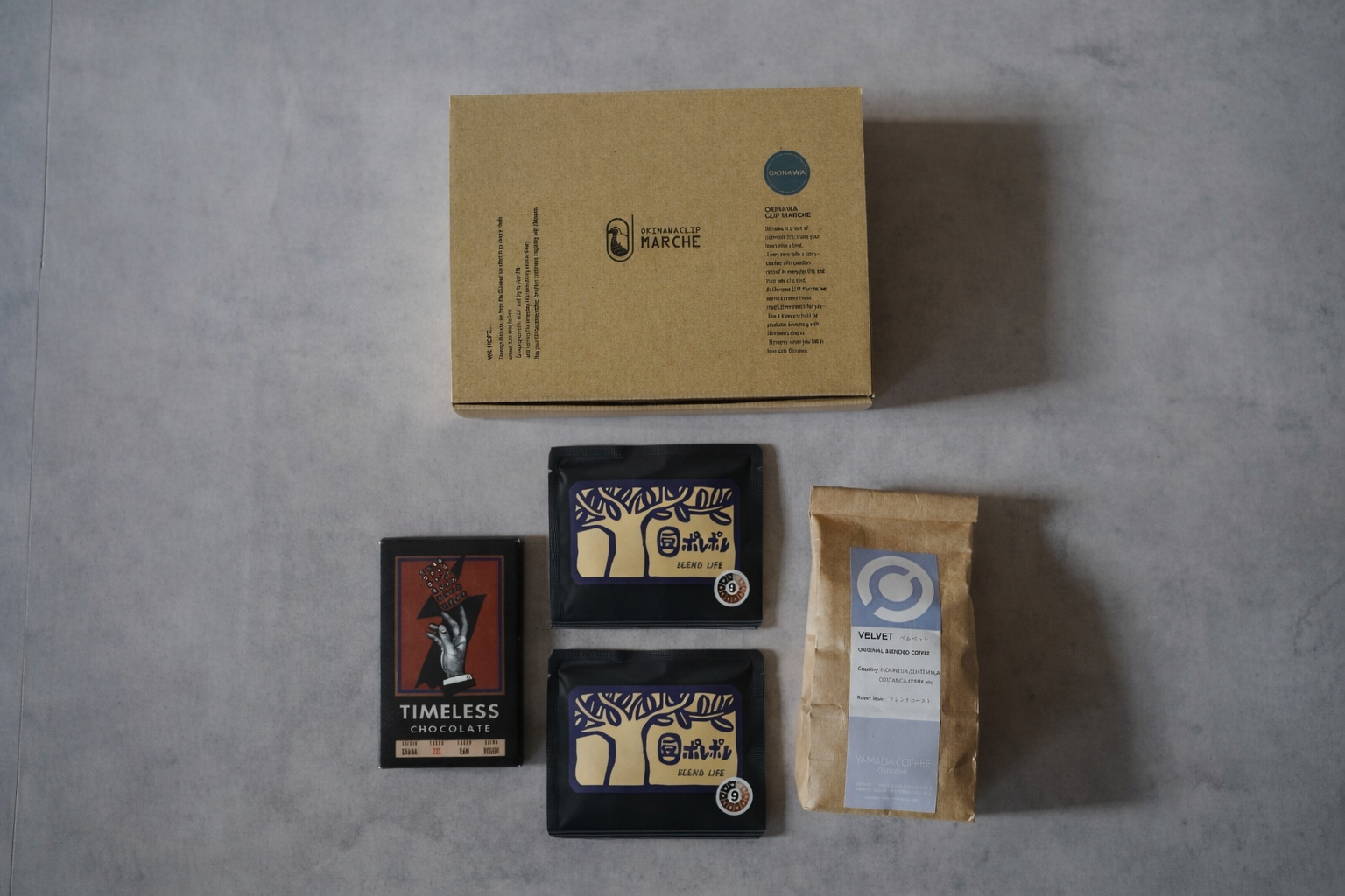 TIMELESS CHOCOLATE × 沖縄コーヒー｜お試しペアリングBOX（チョコ：1枚・コーヒー：2種）