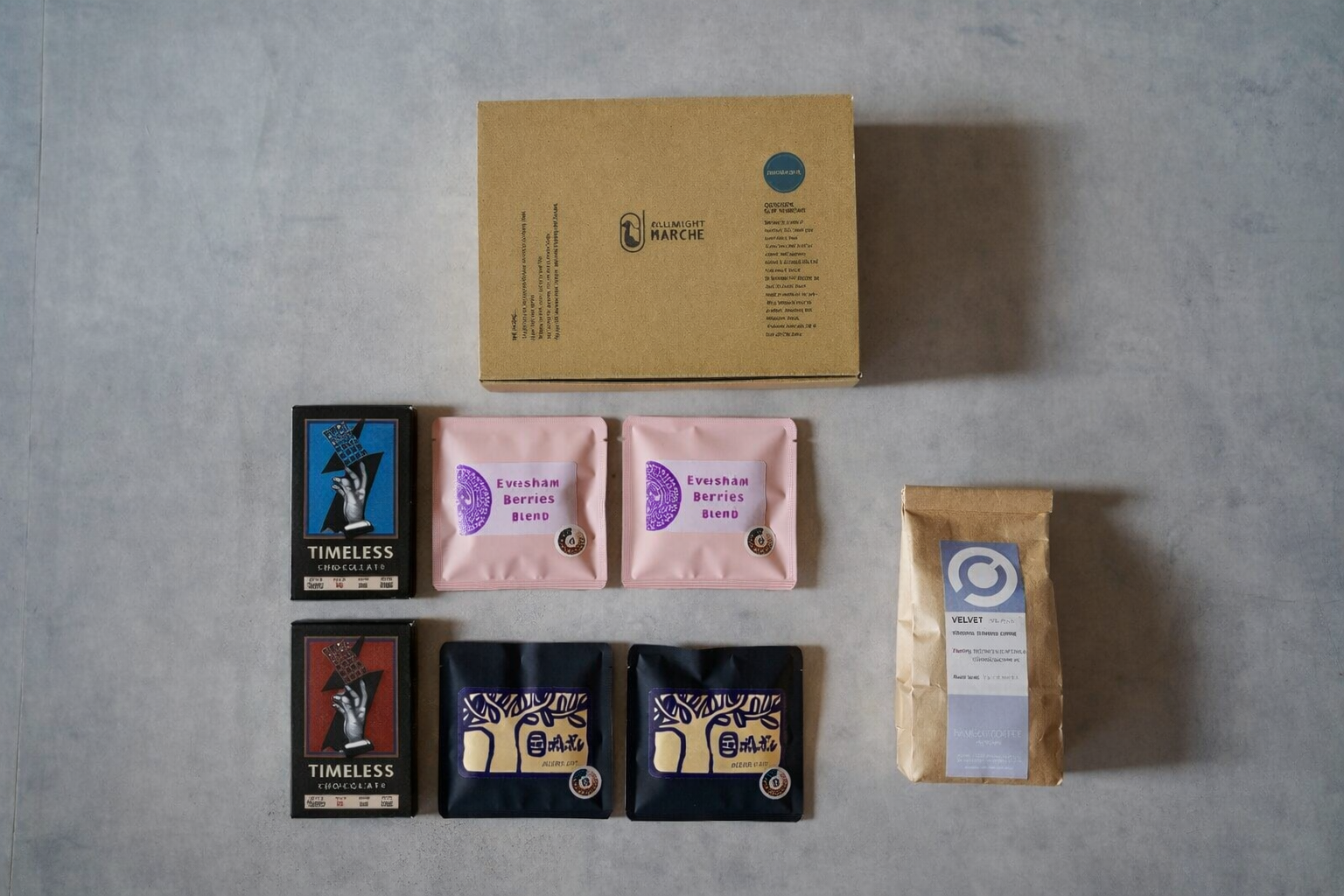 TIMELESS CHOCOLATE × 沖縄コーヒー｜プチ贅沢ペアリングBOX（チョコ：2枚・コーヒー：3種）