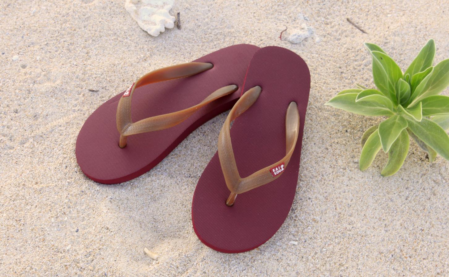 天然ゴムのビーチサンダル ダークレッド/ラバーの詳細画像 天然ゴムのビーチサンダル ダークレッド/ラバーの詳細画像