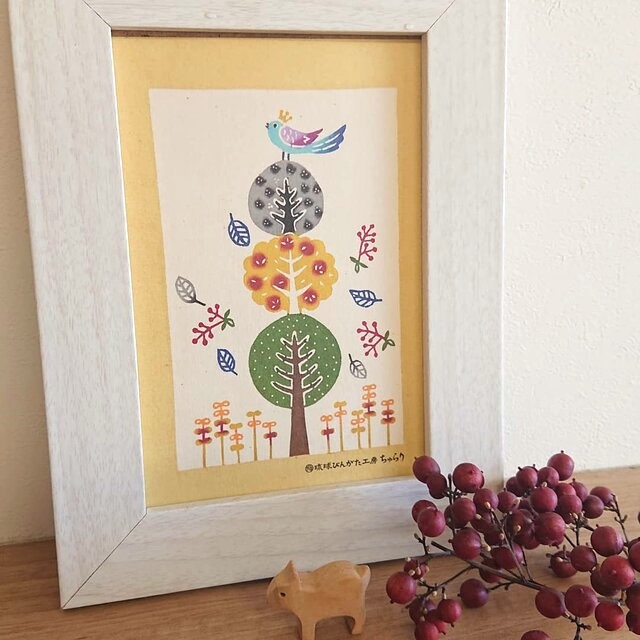 琉球びんがた工房ちゅらり ポストカード【森の王様】の詳細画像 琉球びんがた工房ちゅらり ポストカード【森の王様】の詳細画像