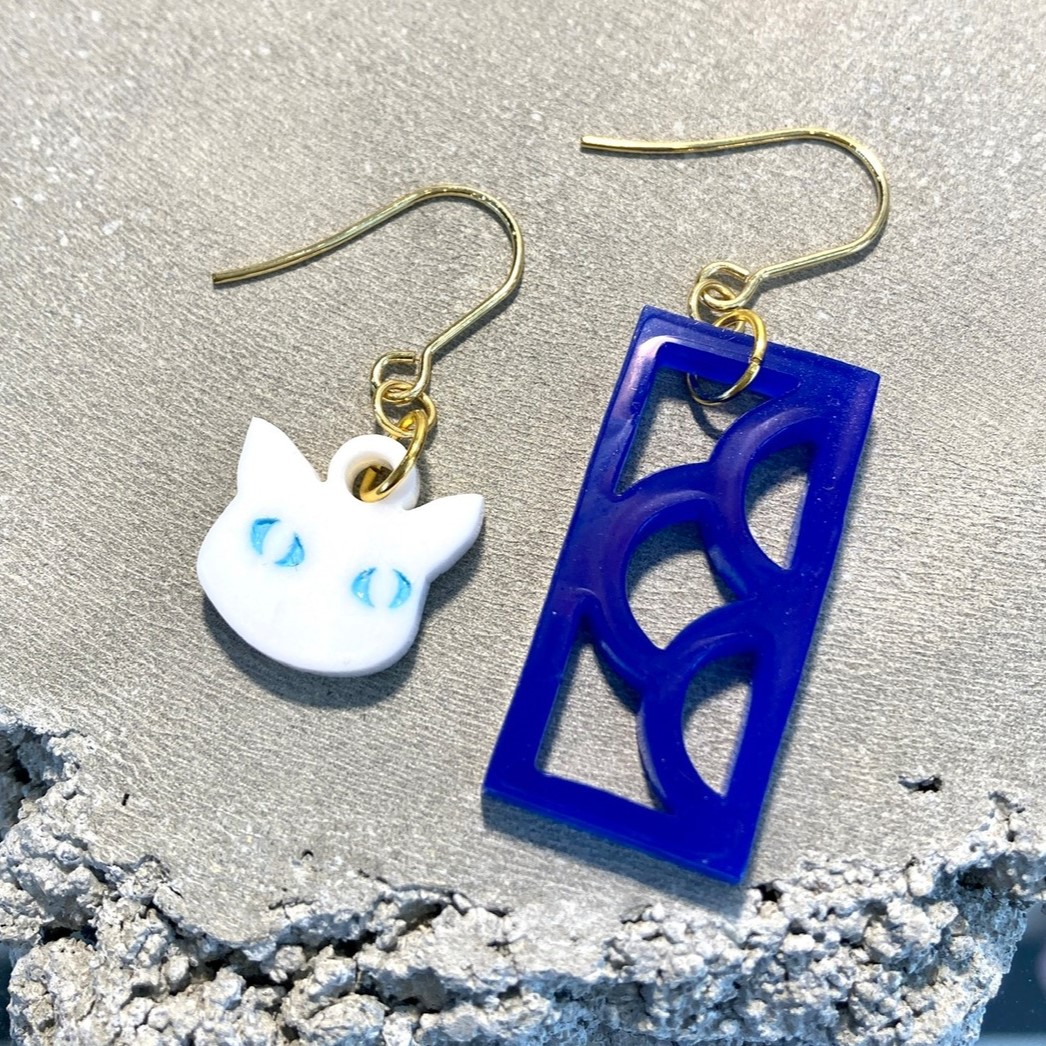 海猫商店/花ブロックと猫ピアス　夜