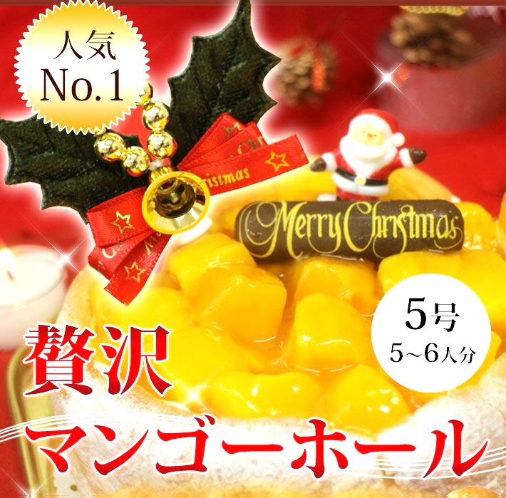 【クリスマスケーキ】贅沢マンゴーホールケーキ 5号(4-6人分) 送料込